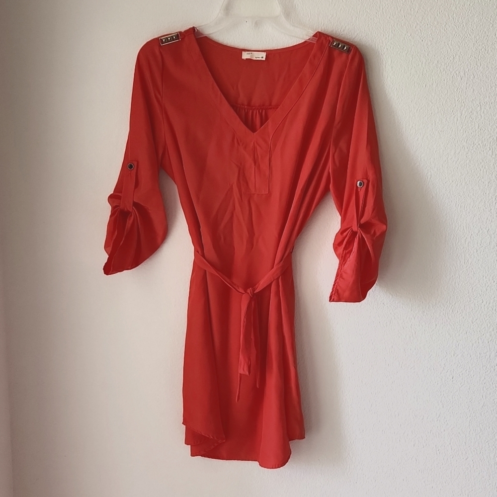 22nd by Binee Coral Orange minidress women Sz M Euro breezy resort wear